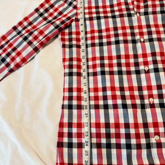 Banana Republic Men Shirt Large Red White Blue Grant Fit Non Iron Button Up - Picture 7 of 8